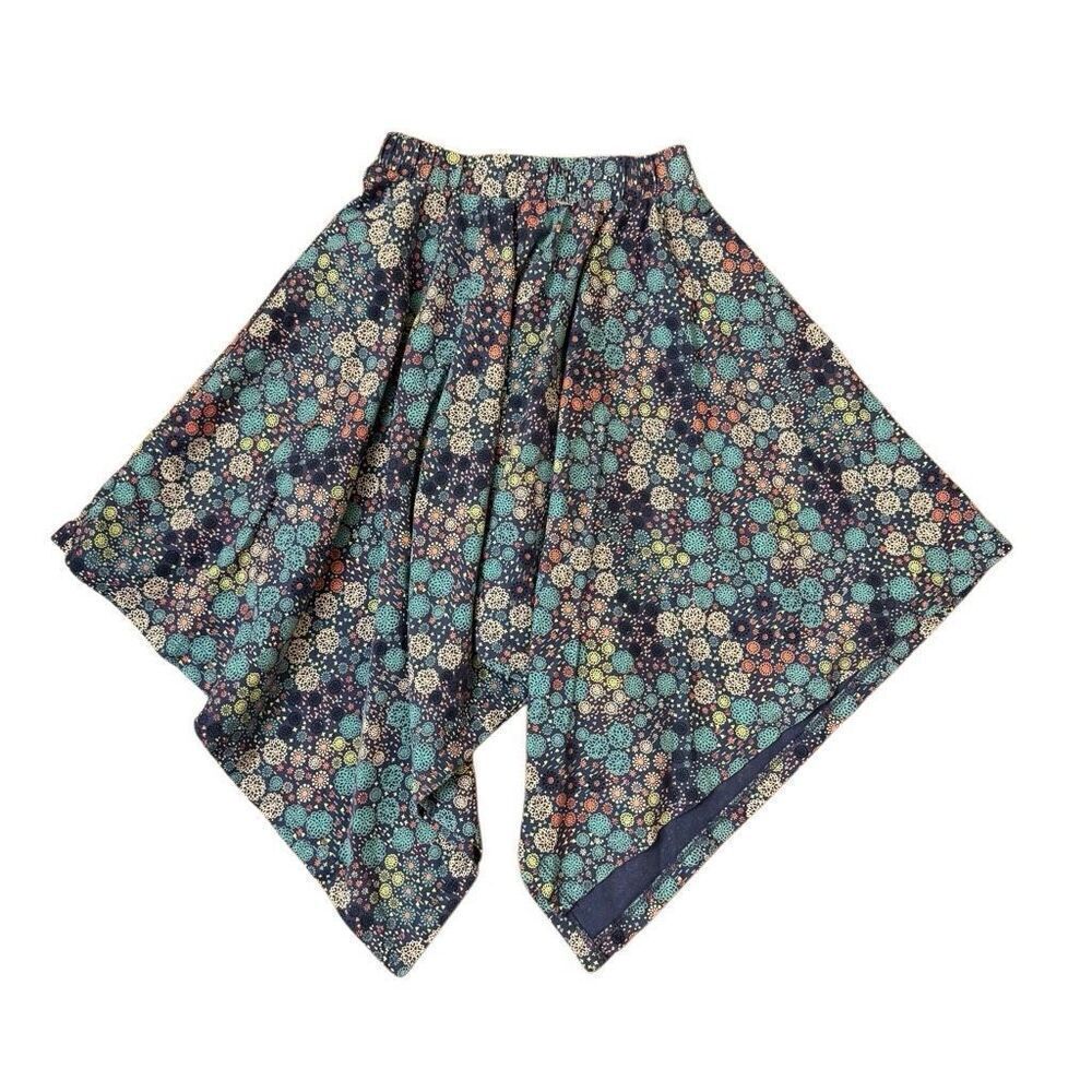 Tea Collection Handkerchief Hem Skirt Elastic Waist Blue Pink Floral Size 8